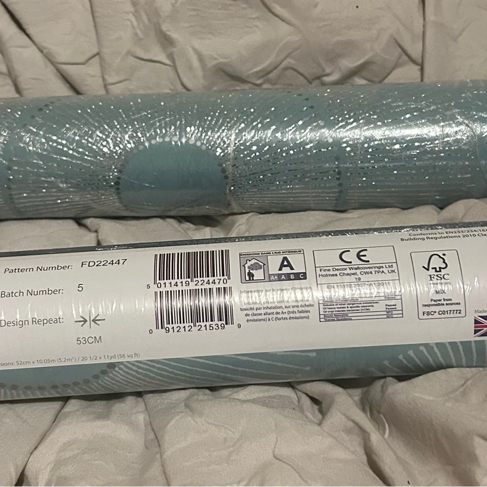 Exclusive Wallcoverings Eternity Blue Geometric Pattern Discontinued 2 Dbl Rolls